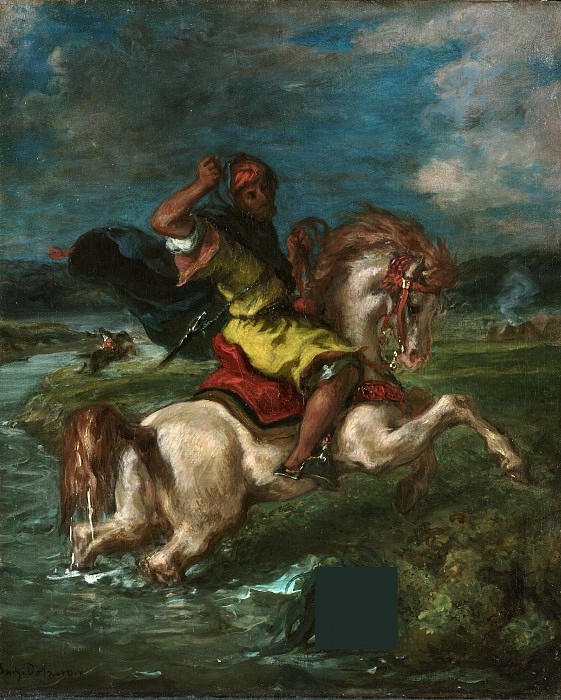 Delacroix Eugene – Moroccan Horseman Crossing a Pond c.1850, J. Paul Getty Museum