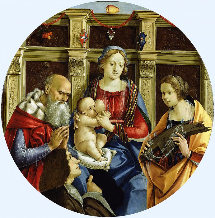 Michelangelo di Pietro Membrini – Madonna and Child, Saint, Catherine of Alexandria and Donor c.1500, J. Paul Getty Museum
