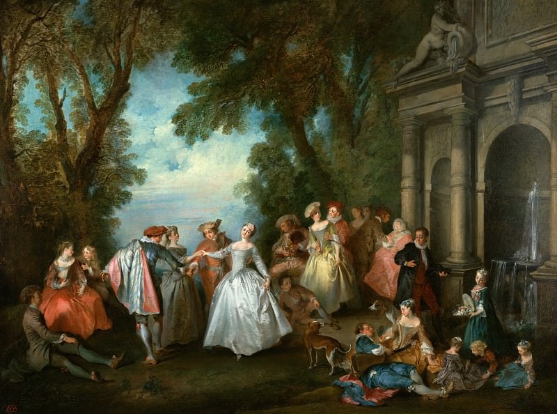 Ланкре Никола – Танцы у фонтана ок1724, Музей Гетти