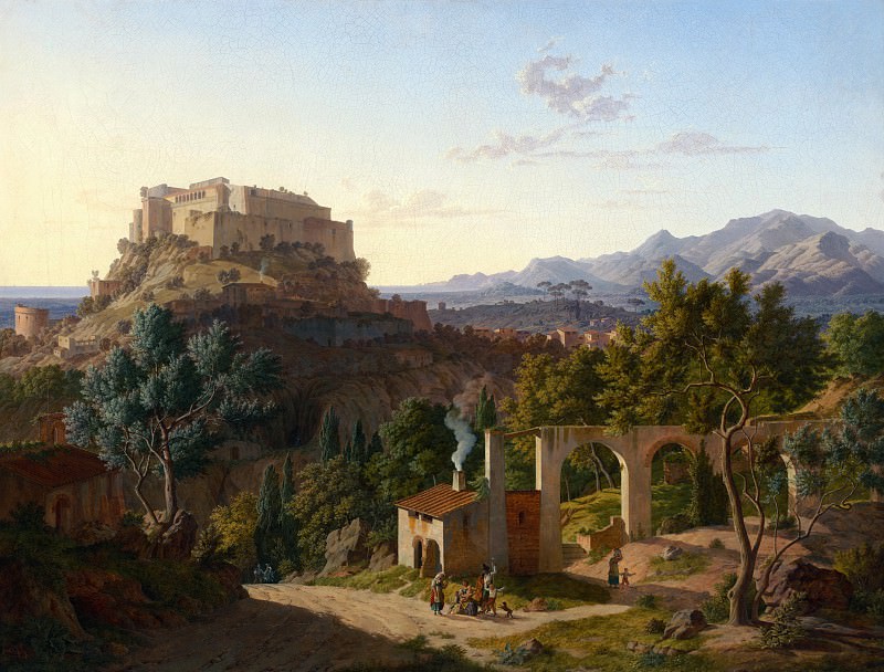 Кленце Лео фон – Пейзаж с замком Масса ди Каррара 1827, Музей Гетти