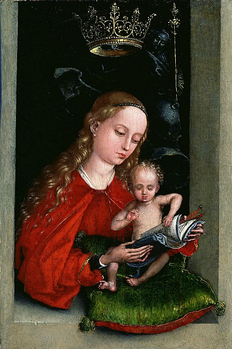 Шонгауэр Мартин – Мадонна с младенцем в окне 1485-90, Музей Гетти