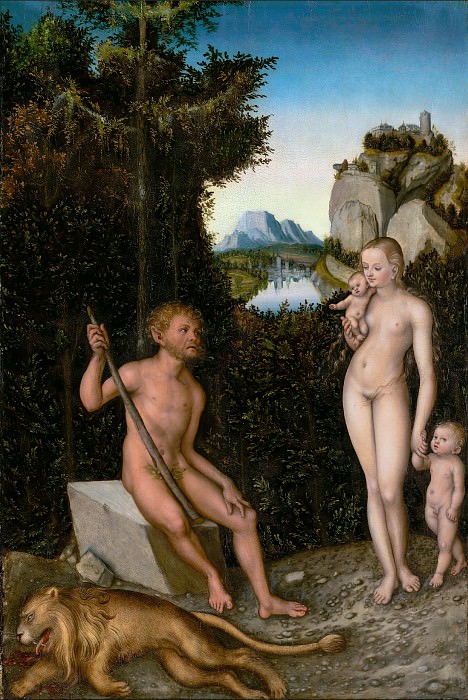 Cranach Lucas the Elder – Faun with his family and a dead lion c.1526, J. Paul Getty Museum