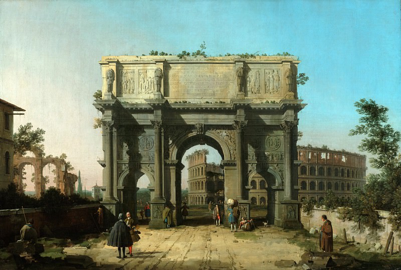 Каналетто – Вид арки Константина с колизеем 1742-45, Музей Гетти