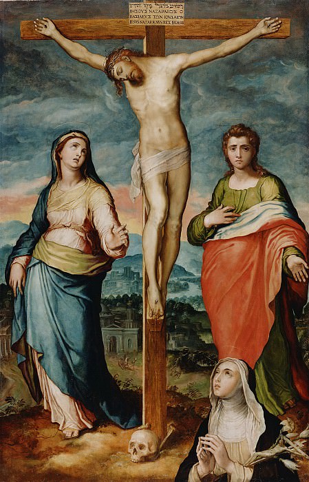 Пино Марко дель – Распятие с Марией, Иоанном Евангелистом и Екатериной Сиенской ок1575, Музей Гетти