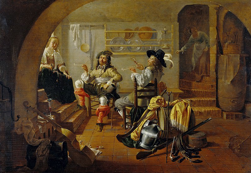 Дюк Якоб – Интерьер с солдатами и женщинами ок1650, Музей Гетти