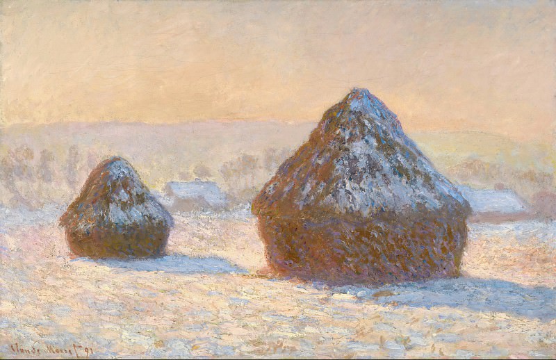 Моне Клод-Оскар – Стога, снежный эффект, утро 1891, Музей Гетти
