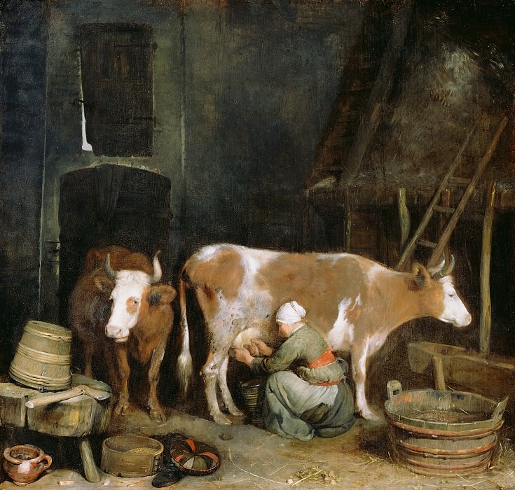 Terborch Gerard II – Milking a cow in a barn 1652-54, J. Paul Getty Museum
