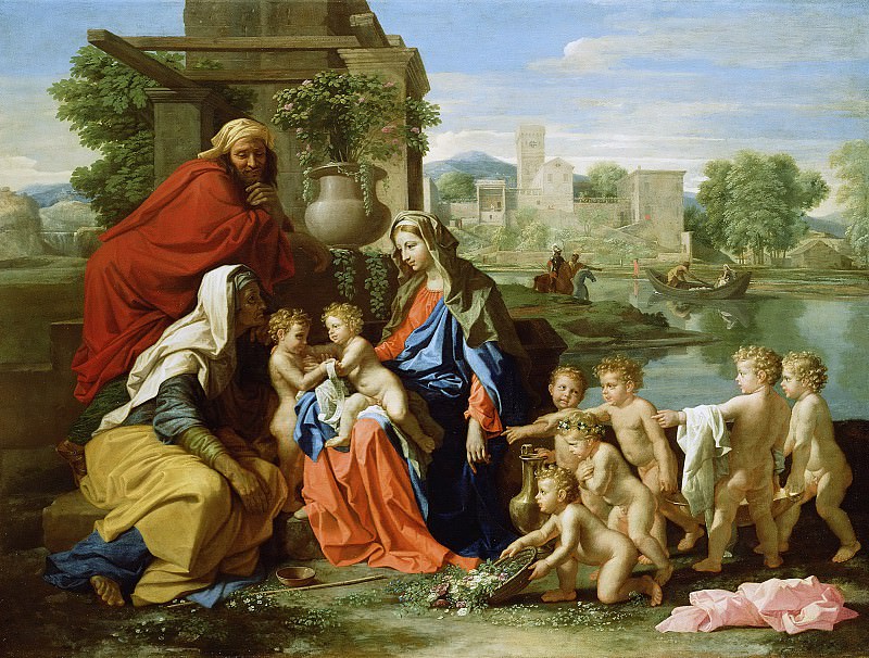 Пуссен Никола – Св семейство со свв Елизаветой и Иоанном Крестителем 1651, Музей Гетти