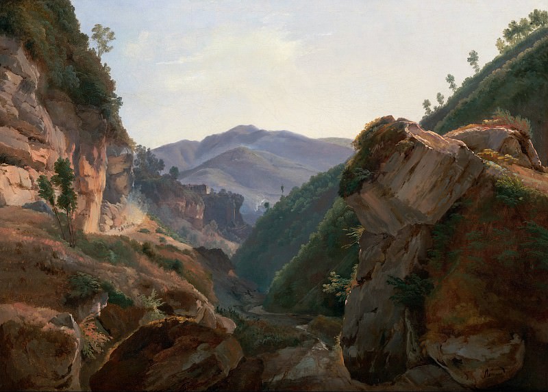 Ремон Жан-Шарль-Жозеф – Скалистый пейзаж с дорогой в Неаполь 1821-25, Музей Гетти