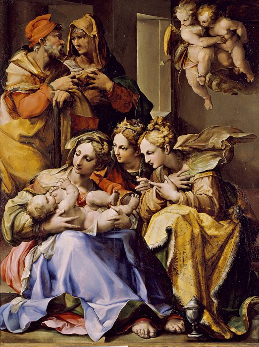 Бецци Джованни Франческо – Св Семейство со свв Анной, Екатериной Александрийской и Марией Магдалиной 1560-е, Музей Гетти