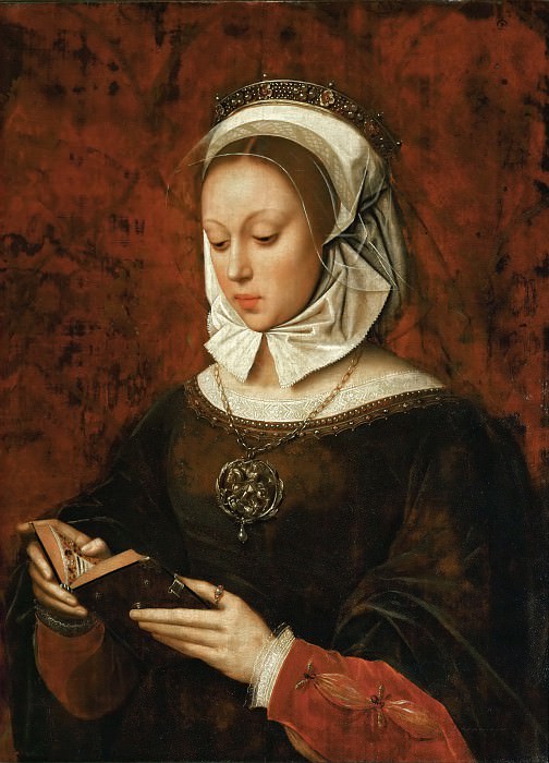 Ambrosius Benson -- Young Woman Reading a Book of Hours, Part 6 Louvre