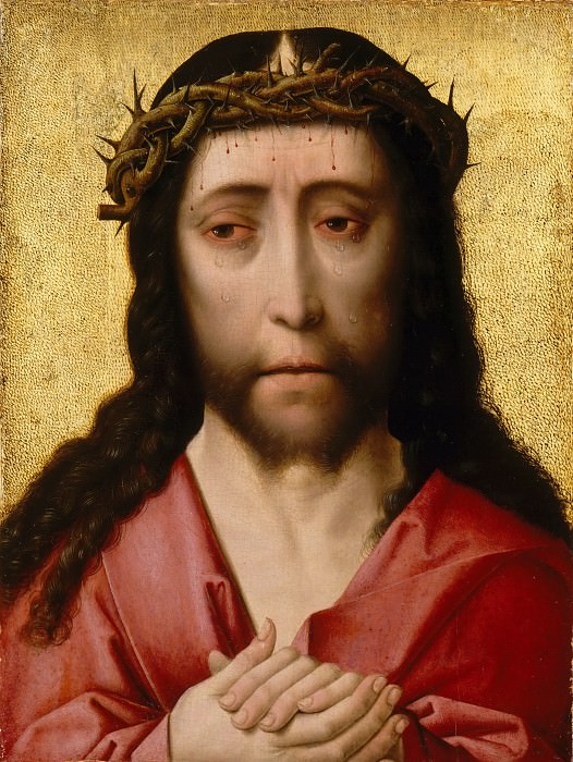 Studio of Dieric Bouts the Elder -- Head of Christ Crowned with Thorns , Part 6 Louvre