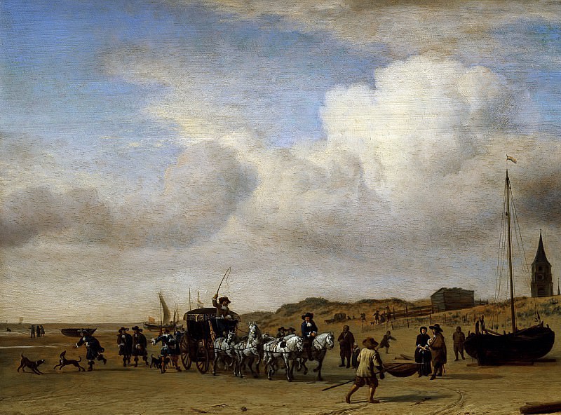 Вельде, Адриан ван де -- Экипаж на берегу Схевенингена, часть 6 Лувр