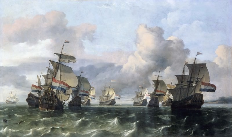 Ludolf Backhuysen I -- Ships of the Dutch East India Company , Part 6 Louvre