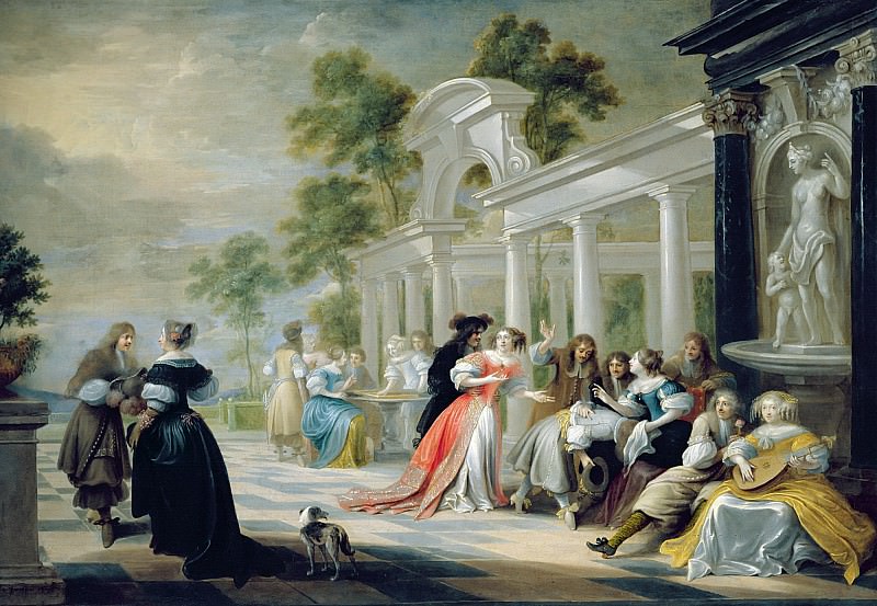 Фламандская школа -- Сцена в садовом павильоне, Part 6 Louvre