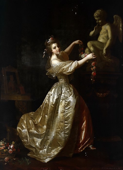 Рослин, Александр -- Девушка, украшающая статую Амура цветочными гирляндами, часть 6 Лувр