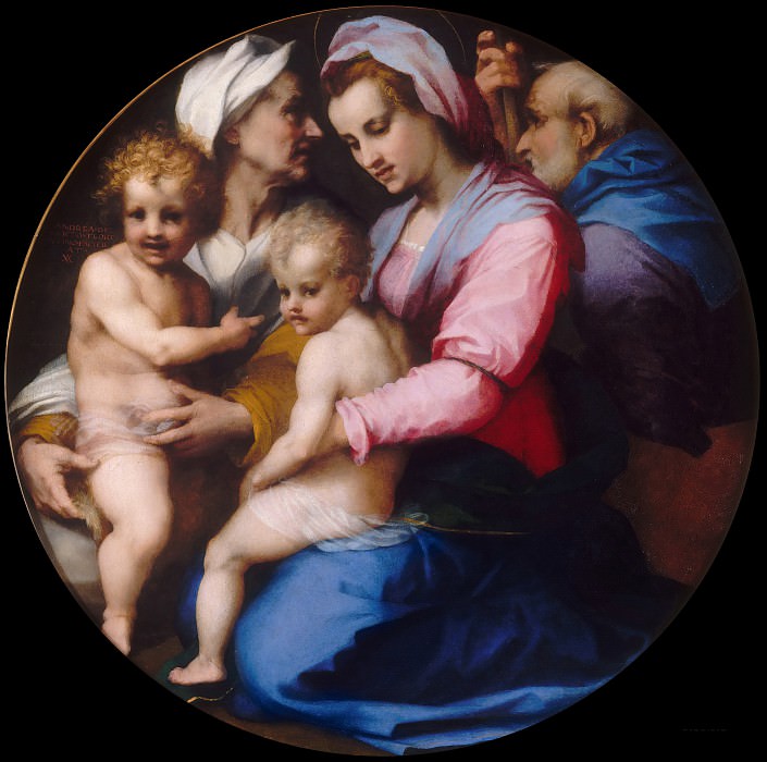 Андреа дель Сарто -- Святое Семейство со святой Елизаветой и маленьким Иоанном Крестителем, часть 6 Лувр
