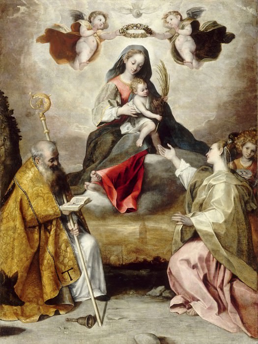 Studio of Federico Barocci -- Virgin and Child in Glory with Saint Anthony Abbott and Saint Lucy, Part 6 Louvre