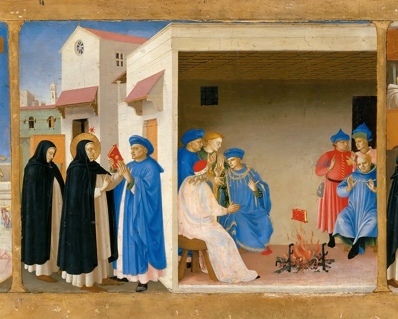 Fra Angelico -- Coronation of the Virgin; Predella; The Dispute of Saint Dominic and the Miracle of the Book, Part 6 Louvre