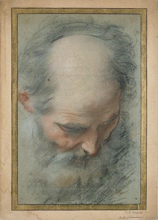 Federico Barocci -- Head of a bald and bearded old Man looking down, Part 6 Louvre