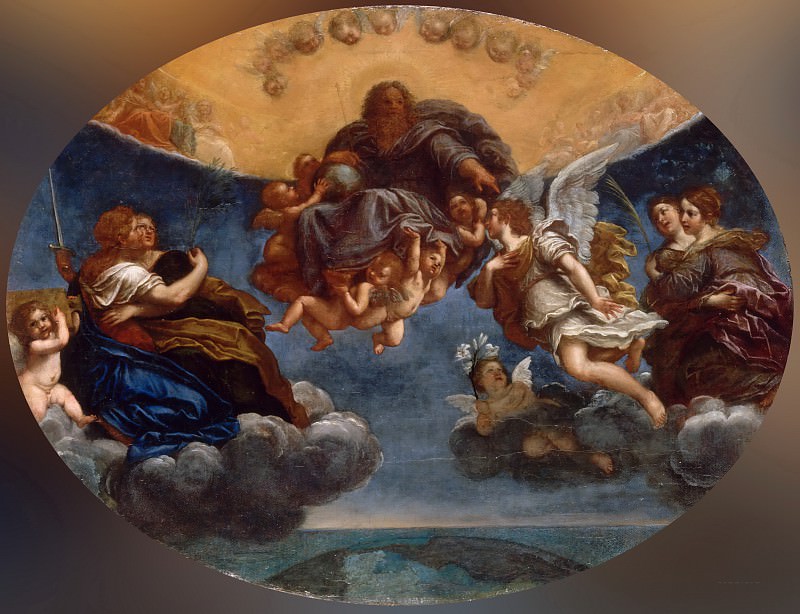 Francesco Albani -- The Eternal Father and the Angel Gabriel , Part 6 Louvre