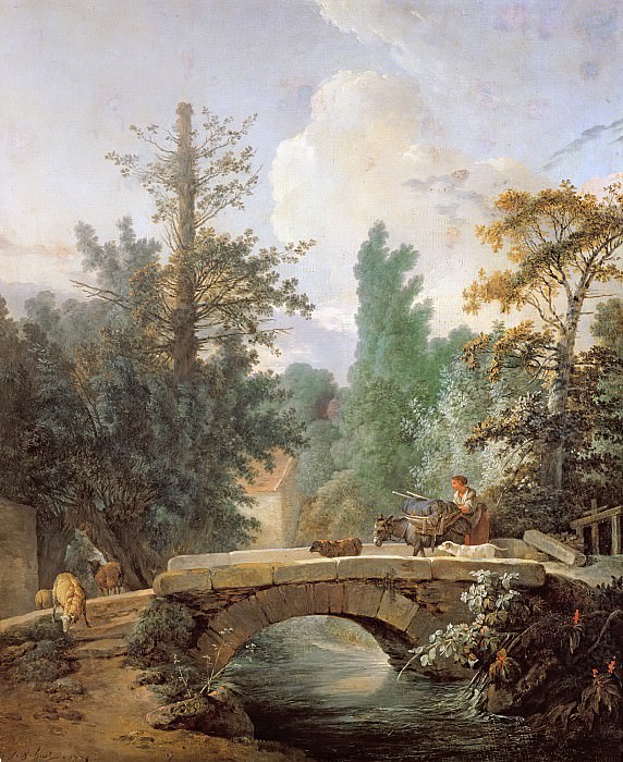 Юэ, Жан Батист -- Крестьянка с ослом, идущие по мосту, часть 6 Лувр