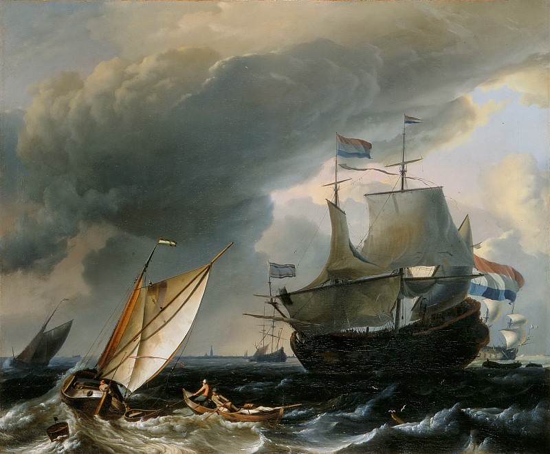Ludolf Backhuysen I -- Dutch ships off the coast of Amsterdam , Part 6 Louvre