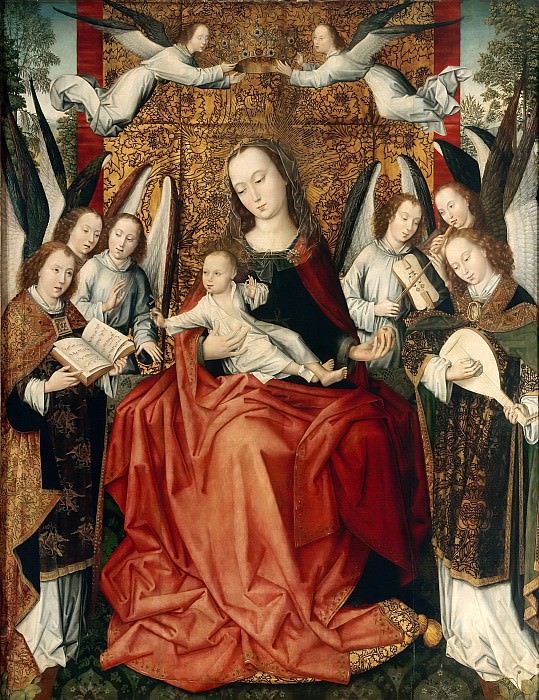 Master of the Embroidered Foliage -- The Virgin and Child surrounded by angels, Part 6 Louvre