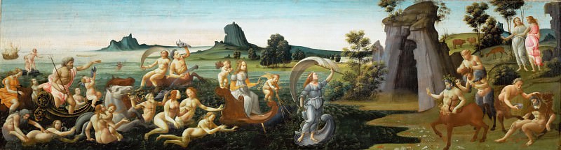 Bartolomeo di Giovanni -- Wedding Procession of Thetis, cassone panel, Part 6 Louvre