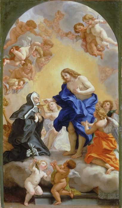 Бачиччо -- Аббатисса получает от Христа Святое Причастие, часть 6 Лувр