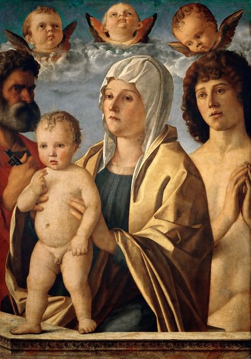 Беллини, Джованни -- Мадонна с Младенцем и святыми Петром и Себастьяном, часть 6 Лувр