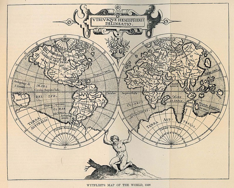 Корнелис ван Вейтфлит – Карта мира, 1598, Древние карты мира в высоком разрешении – Старинные карты