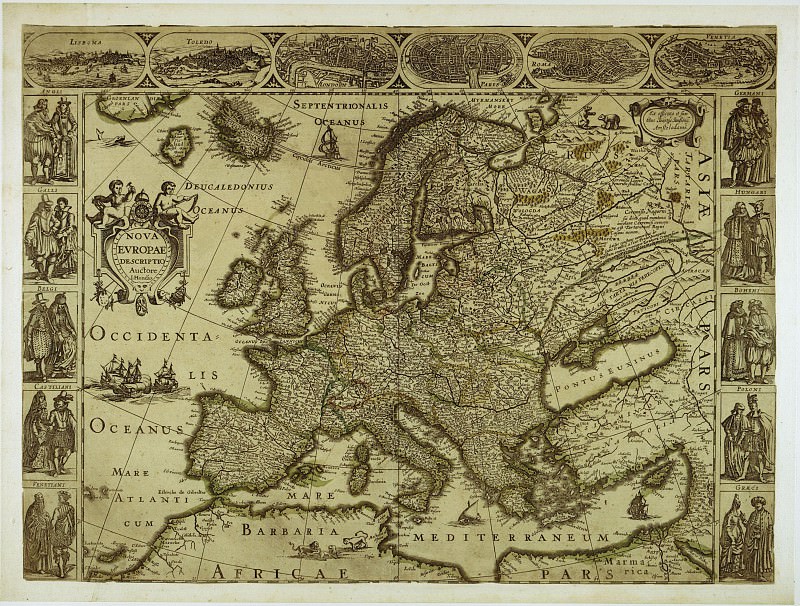 A map of Europe, The end of the 16th century, Antique world maps HQ
