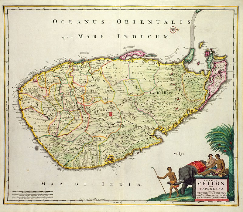 Николас Висхер – Карта Цейлона, 1626, Древние карты мира в высоком разрешении – Старинные карты