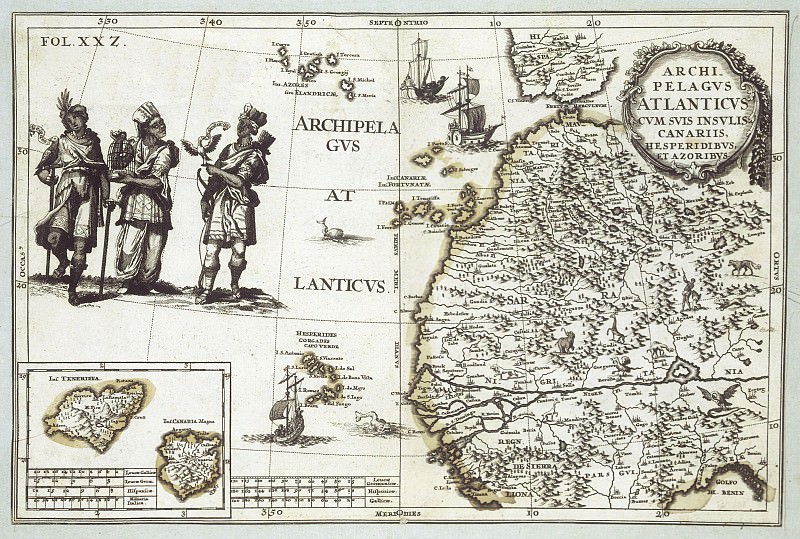 Шерер, Хайнрих – Азорские и Канарские острова, 1702, Древние карты мира в высоком разрешении – Старинные карты