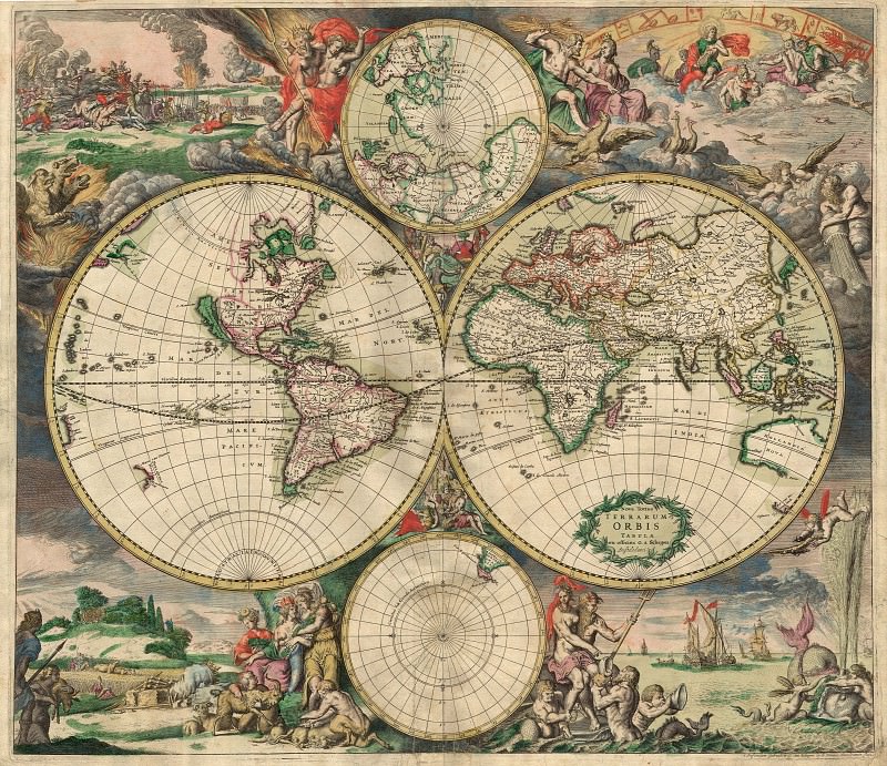 Гарард ван Схаген – Карта мира 1689, Древние карты мира в высоком разрешении – Старинные карты