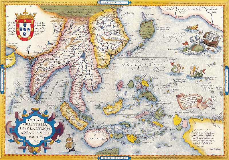 Абрахам Ортелий – Ост-Индия, 1570, Древние карты мира в высоком разрешении – Старинные карты