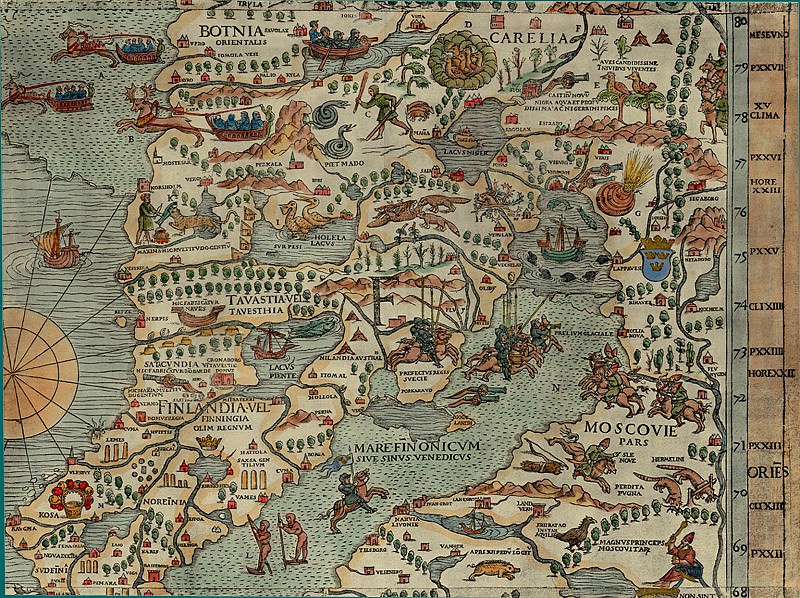 Olaus Magnus – Carta Marina, 1539, Section F: Moscow, Antique world maps HQ