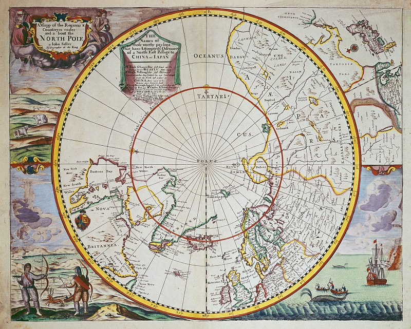Джон Селлер – Карта Северного полюса, Древние карты мира в высоком разрешении – Старинные карты