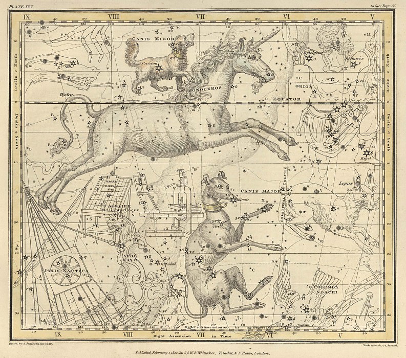 Canis Major, Canis Minor, Monoceros, Argo Navis, l’Atelier de l’Imprimeur, Pyxis Nautica, Antique world maps HQ