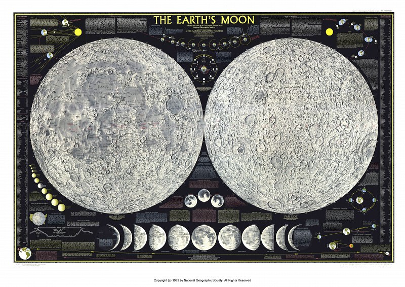 The Earths Moon, 1969, Antique world maps HQ