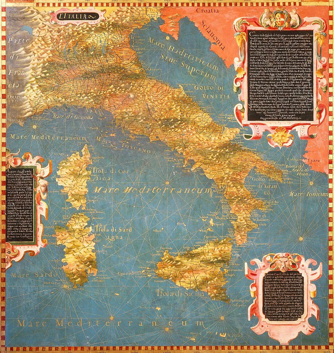 Map of Italy with Corsica and Sardinia