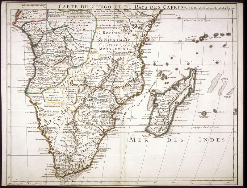 Guillaume Delisle – South Africa and Madagascar, 1708, Antique world maps HQ