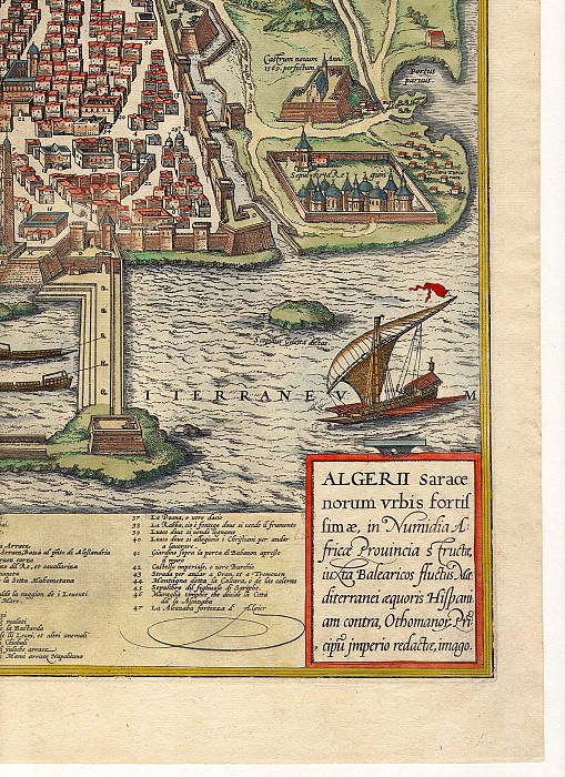 Georg Braun and Frans Hogenberg – Algiers, 1574, Antique world maps HQ