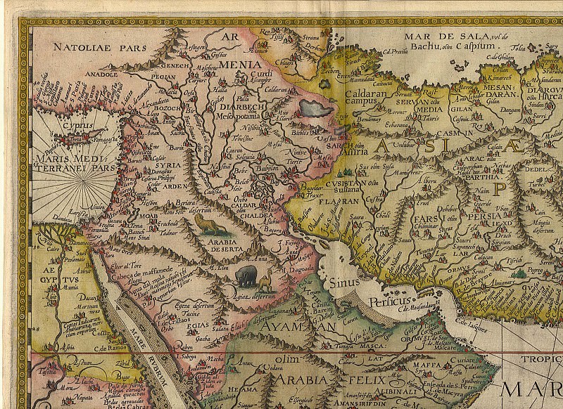 Jan van Linschoten – India and Arabia, 1596, Antique world maps HQ