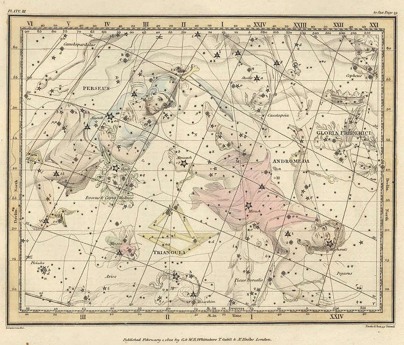 Andromeda, Perseus and Caput Medusae, Triangula, Gloria Frederici, Antique world maps HQ