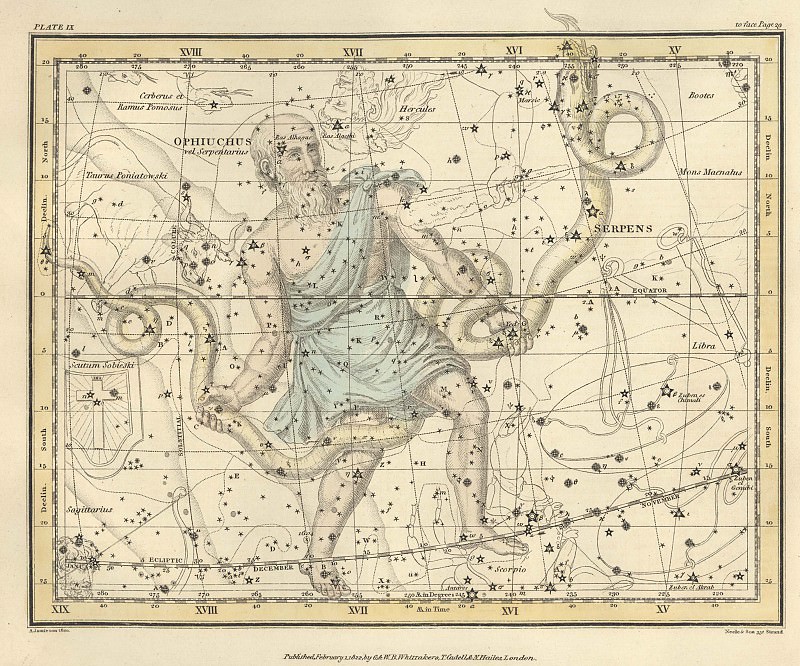 Ophiuchus, Serpens, Antique world maps HQ