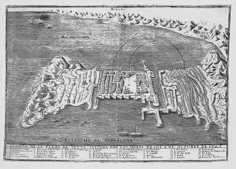 View of Ceuta, 1605, Antique world maps HQ