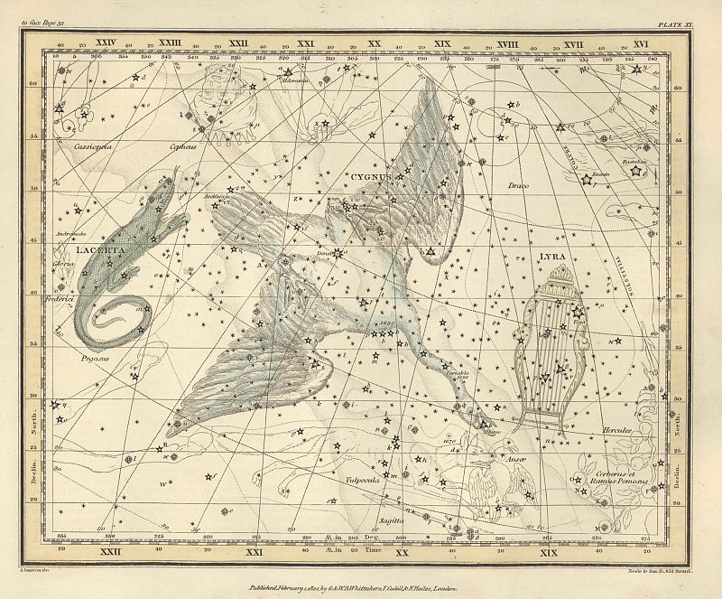 Cygnus, Lacerta, Lyra, Antique world maps HQ