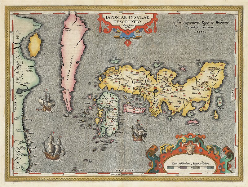 Абрахам Ортелий – Япония, 1595, Древние карты мира в высоком разрешении – Старинные карты